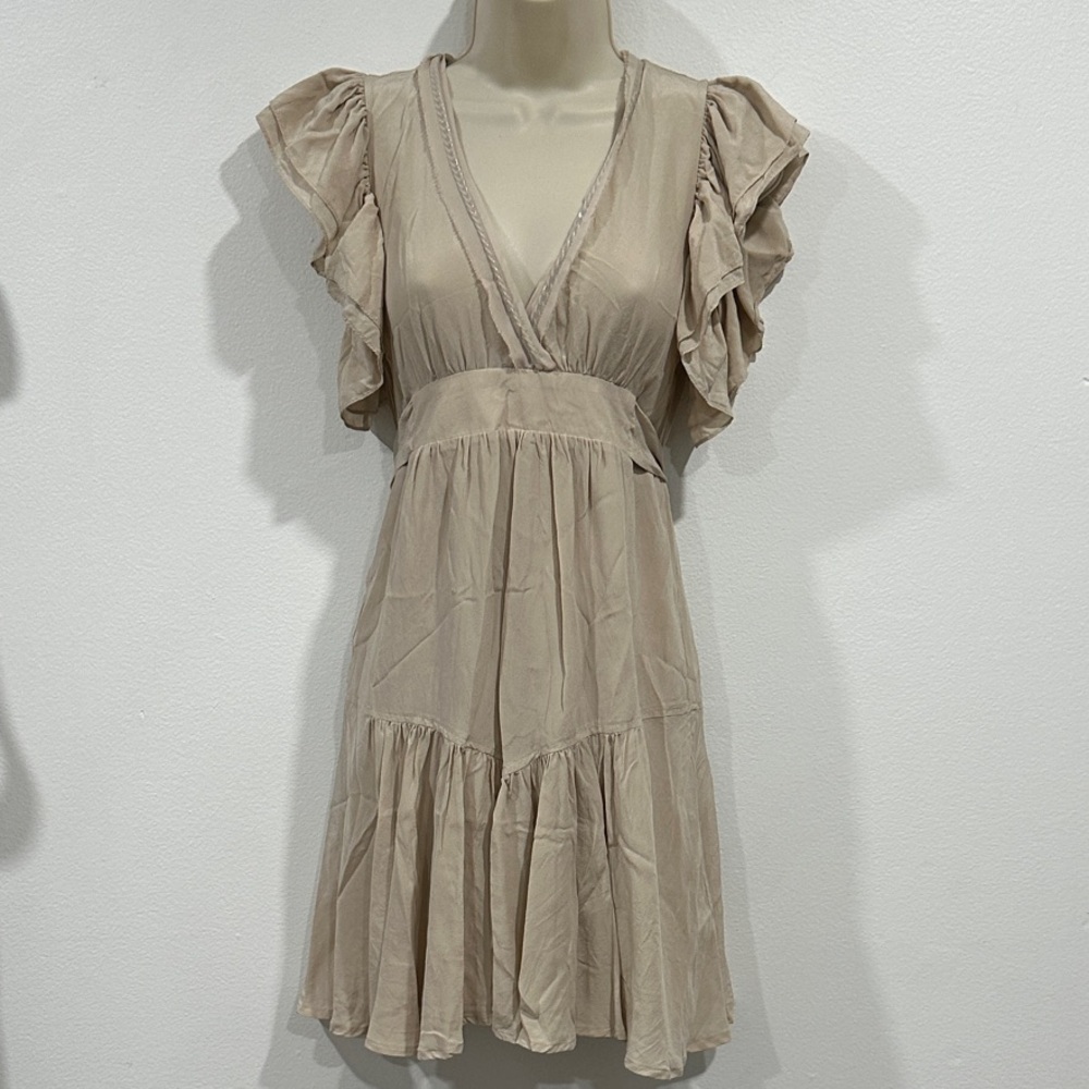 Guess by Marciano Tan Ruffle Sleeve Mini Dress